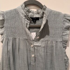 J. Crew Women's Light Green Smocked Sleeveless Blouse